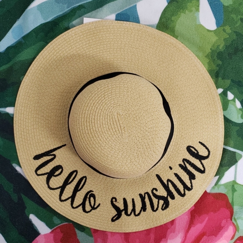 Fun Floppy Sun Hat, Hello 🌞Sunshine🌞 - Picture 2 of 3